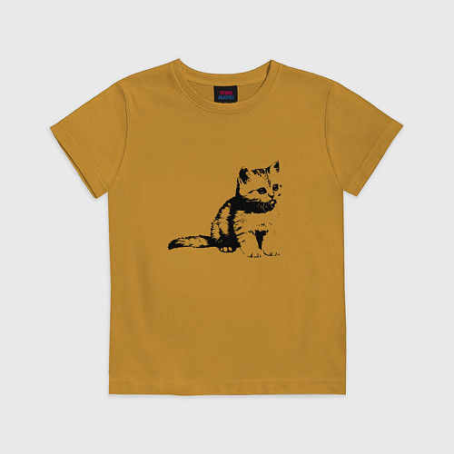 Детская футболка Милый котенок Kitty / Горчичный – фото 1