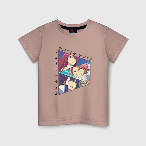 Детская футболка Нацу, Грей, Эрза из фейри тейл / Пыльно-розовый – фото 1