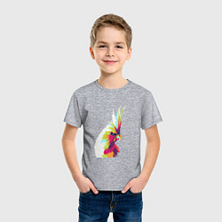 Футболка хлопковая детская Цветной попугай Colors parrot, цвет: меланж — фото 2