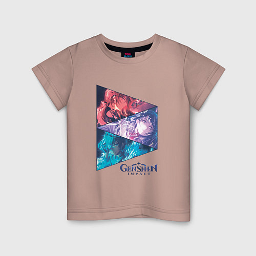 Детская футболка Дилюк, Райдэн, Кэйа / Пыльно-розовый – фото 1