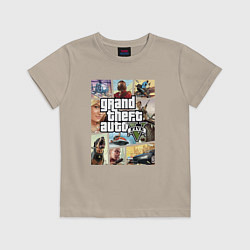 Футболка хлопковая детская GTA V Logos, цвет: миндальный
