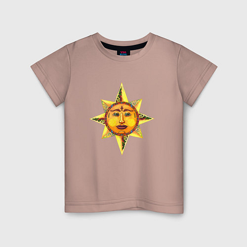 Детская футболка Солнца лик / Пыльно-розовый – фото 1
