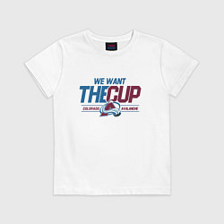 Футболка хлопковая детская Colorado Avalanche we want the cup Колорадо Эвелан, цвет: белый