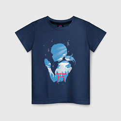 Футболка хлопковая детская Силуэт Хины, цвет: тёмно-синий