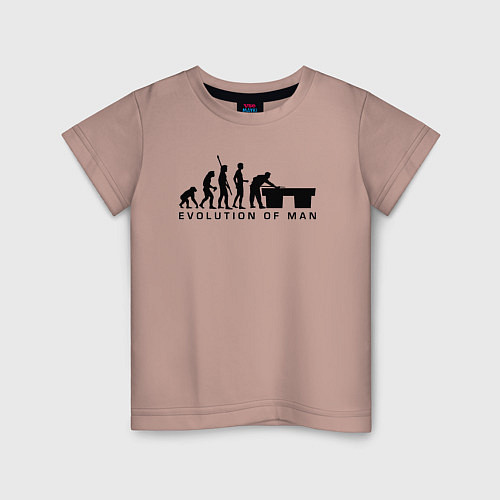Детская футболка Эволюция человека бильярдист / Пыльно-розовый – фото 1