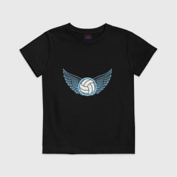 Футболка хлопковая детская Volleyball Wings, цвет: черный