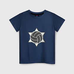 Футболка хлопковая детская Stars Volleyball, цвет: тёмно-синий