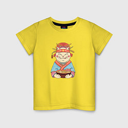Футболка хлопковая детская Geisha Neko Ramen, цвет: желтый