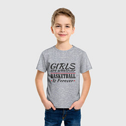 Футболка хлопковая детская Girls & Basketball, цвет: меланж — фото 2