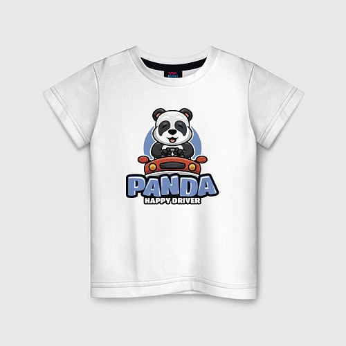 Детская футболка Panda Happy driver / Белый – фото 1