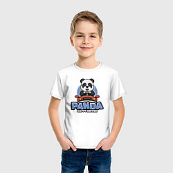 Футболка хлопковая детская Panda Happy driver, цвет: белый — фото 2