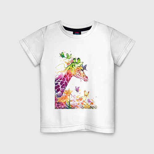 Детская футболка Жираф и бабочки / Белый – фото 1