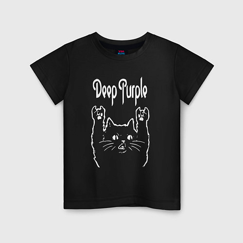 Детская футболка Deep Purple Рок кот / Черный – фото 1
