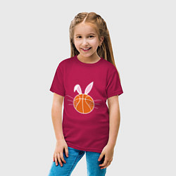 Футболка хлопковая детская Basketball Bunny, цвет: маджента — фото 2