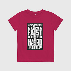 Футболка хлопковая детская Live fast 2, цвет: маджента