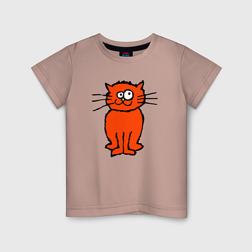 Детская футболка Забаный красный кот / Пыльно-розовый – фото 1
