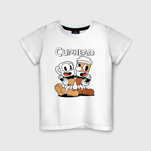 Детская футболка Cuphead 2 чашечки / Белый – фото 1