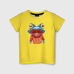 Футболка хлопковая детская Большая лягушка, цвет: желтый