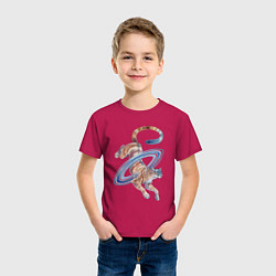 Футболка хлопковая детская Сатурн пума, цвет: маджента — фото 2
