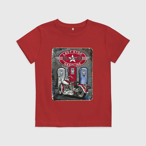 Детская футболка Мотоцикл Заправка Ретро Poster / Красный – фото 1