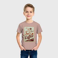 Футболка хлопковая детская Coffee Cup Retro, цвет: пыльно-розовый — фото 2