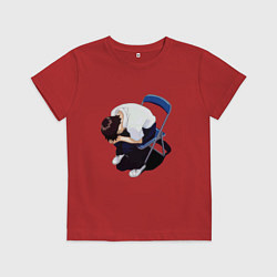 Футболка хлопковая детская Синдзи Икари на стуле, цвет: красный