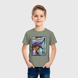 Футболка хлопковая детская Евангелион eva 01 робот, цвет: авокадо — фото 2