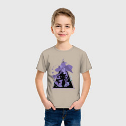 Футболка хлопковая детская Genshin Impact MonaМона, цвет: миндальный — фото 2