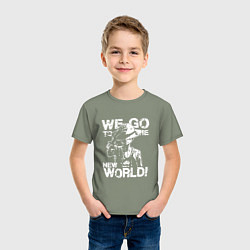 Футболка хлопковая детская WE GO TO THE NEW WORLD ВАНПИС, цвет: авокадо — фото 2