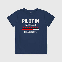 Футболка хлопковая детская Pilot In Progress, цвет: тёмно-синий