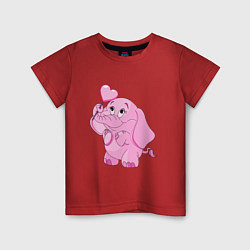 Футболка хлопковая детская Розовый слонёнок, цвет: красный
