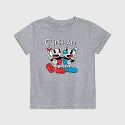 Футболка хлопковая детская Cuphead Чашечки, цвет: меланж