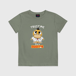 Футболка хлопковая детская Im Ducktor, цвет: авокадо
