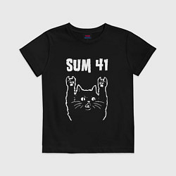 Футболка хлопковая детская SUM41 РОК КОТ, цвет: черный