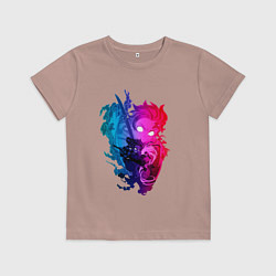 Футболка хлопковая детская Танджиро Камадо в ярости Клинок рассекающий демоно, цвет: пыльно-розовый