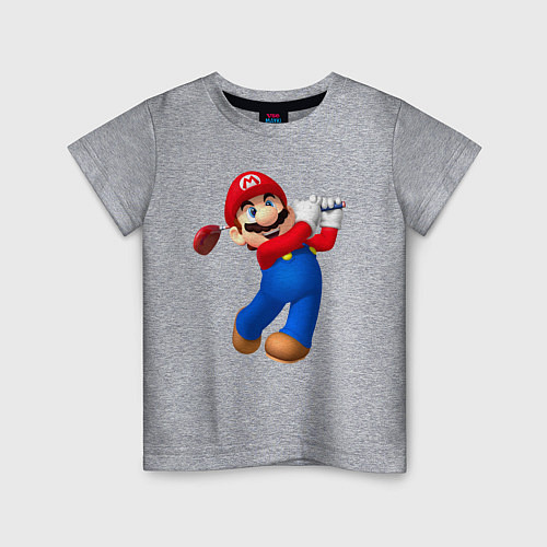Детская футболка Марио - крутейший гольфист Super Mario / Меланж – фото 1