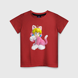 Футболка хлопковая детская Принцесса Персик - кошка Super Mario 3D Land, цвет: красный