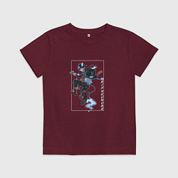 Футболка хлопковая детская Рин Окумура Экзорцист, цвет: меланж-бордовый