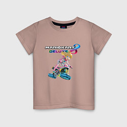 Футболка хлопковая детская Принцесса Персик гонщица Mario Kart 8 Deluxe, цвет: пыльно-розовый