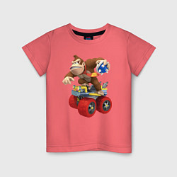 Футболка хлопковая детская Donkey Kong Super Mario Nintendo, цвет: коралловый