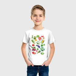 Футболка хлопковая детская Акварельная иллюстрация Овощи, цвет: белый — фото 2