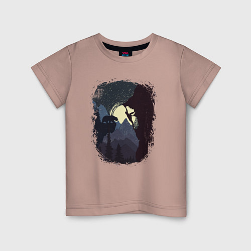 Детская футболка Девочка Альпинист и Медведь / Пыльно-розовый – фото 1