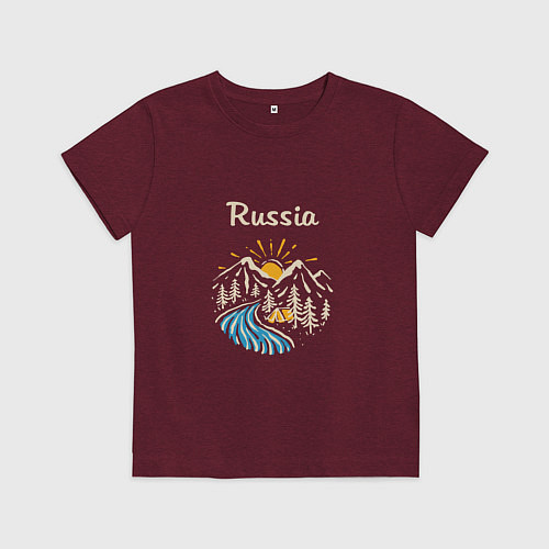 Детская футболка Russian Nature / Меланж-бордовый – фото 1