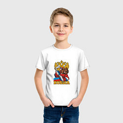 Футболка хлопковая детская Хоккей - Russia, цвет: белый — фото 2