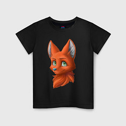 Футболка хлопковая детская Милая лисичка Cute fox, цвет: черный