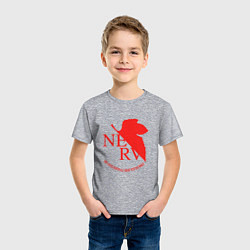 Футболка хлопковая детская Nerv в Neon Genesis Evangelion, цвет: меланж — фото 2