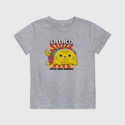 Футболка хлопковая детская Кот - тако, цвет: меланж