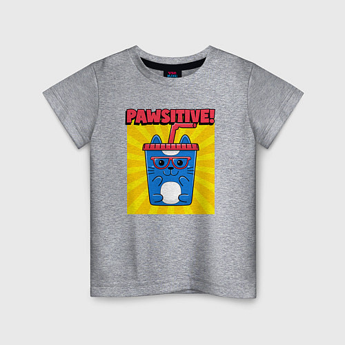 Детская футболка Кот - позитив / Меланж – фото 1