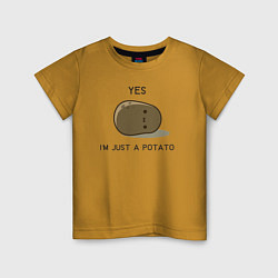 Футболка хлопковая детская Yes, im just a potato, цвет: горчичный