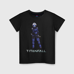 Футболка хлопковая детская TITANFALL BLUE ART титанфолл, цвет: черный